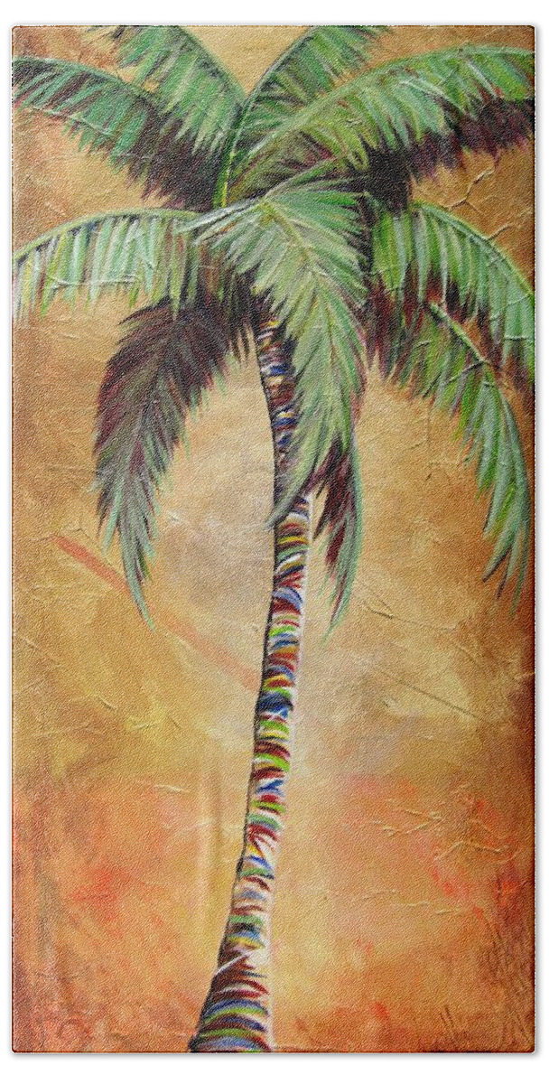 Yellow Beach Towel featuring the painting Mellow Palm II by Kristen Abrahamson