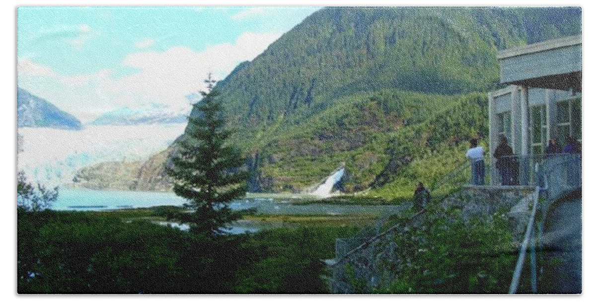 Mendenhall Beach Towel featuring the photograph Mendenhall Glacier View from Center by Janette Boyd