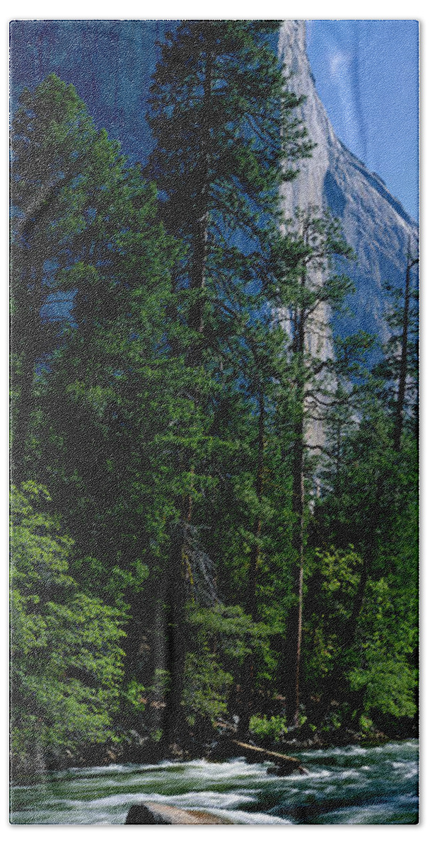 Photography Beach Towel featuring the photograph Merced River And El Capitan Yosemite by Panoramic Images