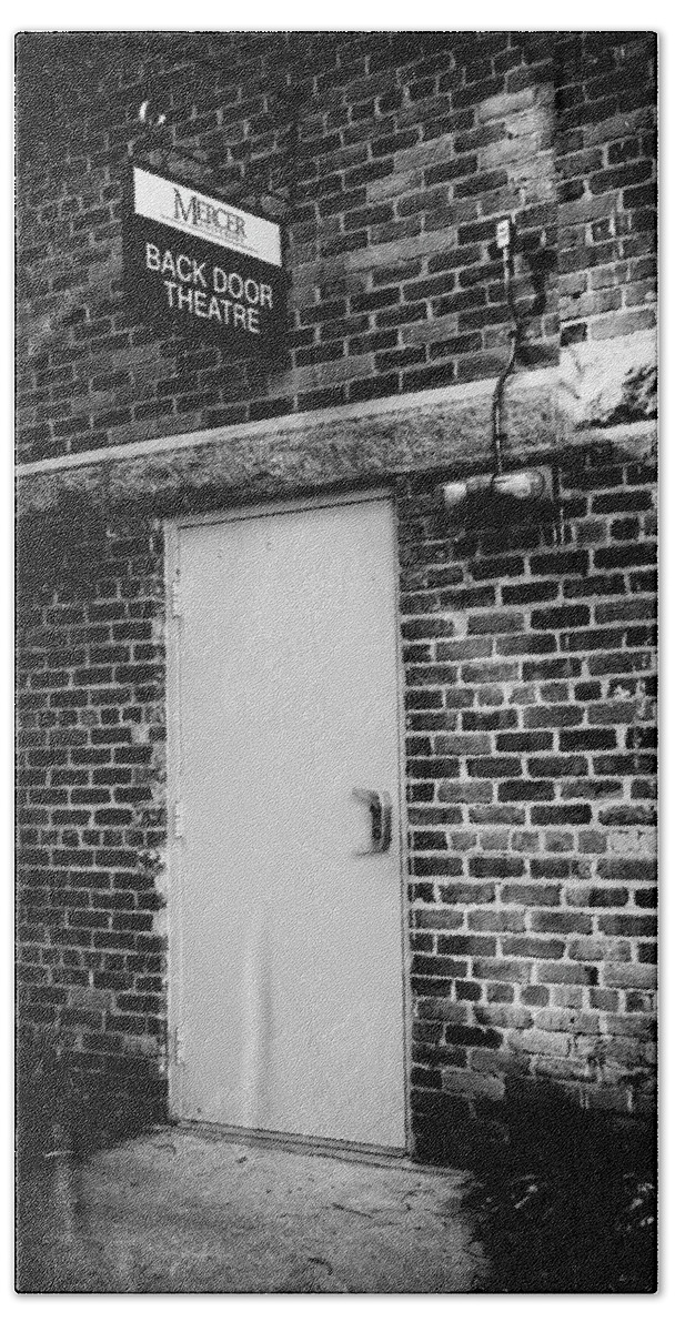 Mercer University Beach Towel featuring the photograph Mercer Back Door Theatre by Stephen Stookey