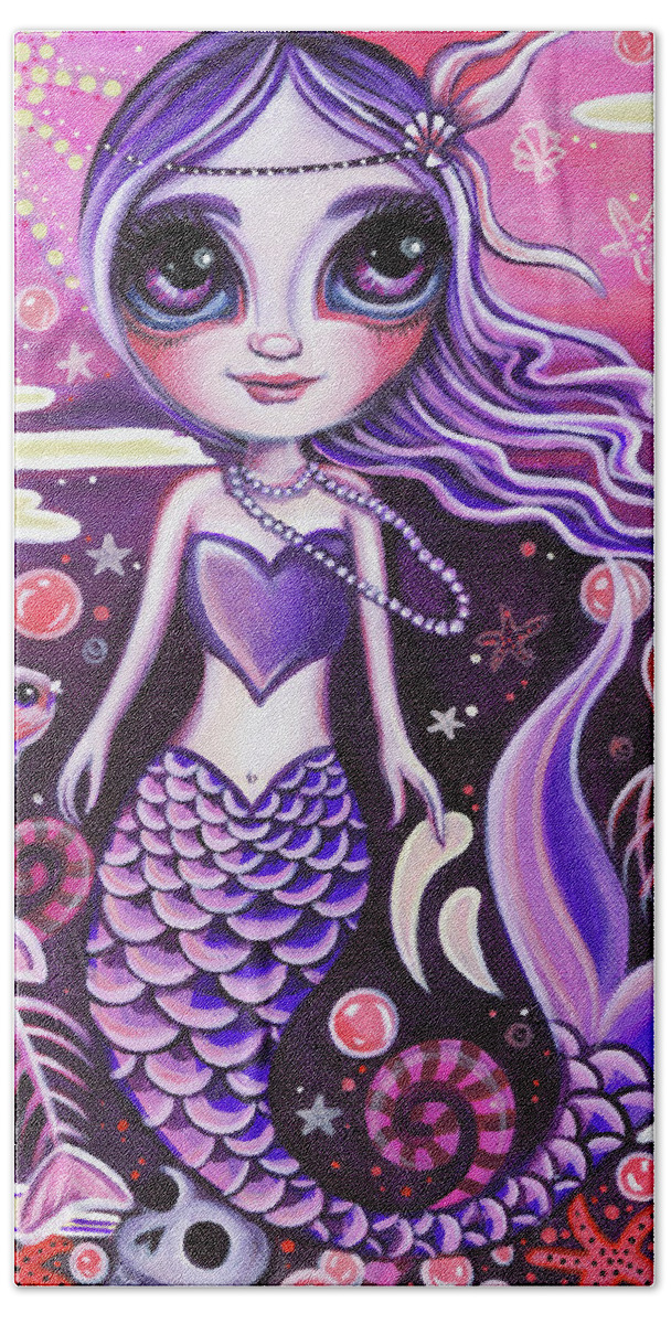 Purple Beach Towel featuring the painting Mermaid at Dusk by Jaz Higgins