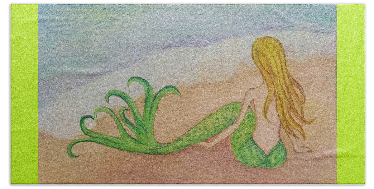 Mermaid Beach Sheet featuring the painting Mermaid Sunset by Angela Murray