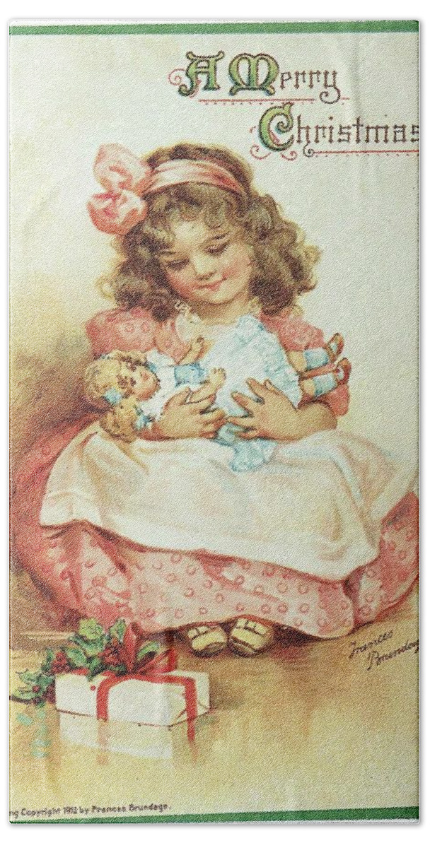 Frances Brundage Beach Sheet featuring the painting Merry Christmas for my Dolly by Reynold Jay