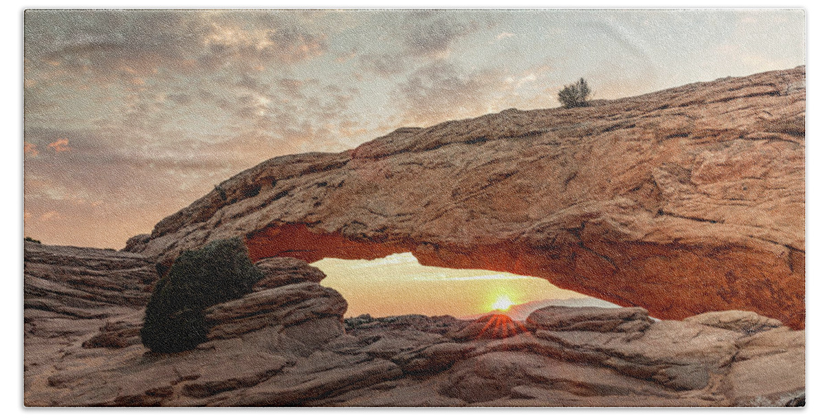 Canyonlands Beach Sheet featuring the photograph Mesa Arch at Sunrise by Kyle Lee