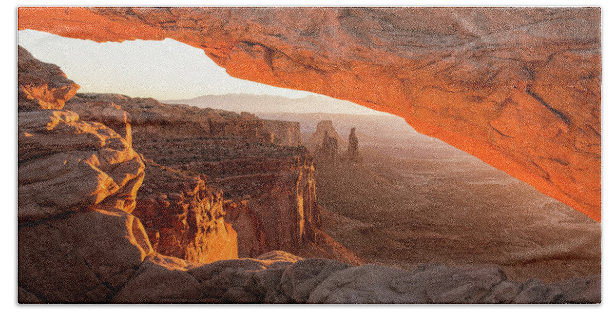 Mesa Arch Sunrise Canyonlands National Park Moab Utah Beach Towel featuring the photograph Mesa Arch Sunrise 5 - Canyonlands National Park - Moab Utah by Brian Harig