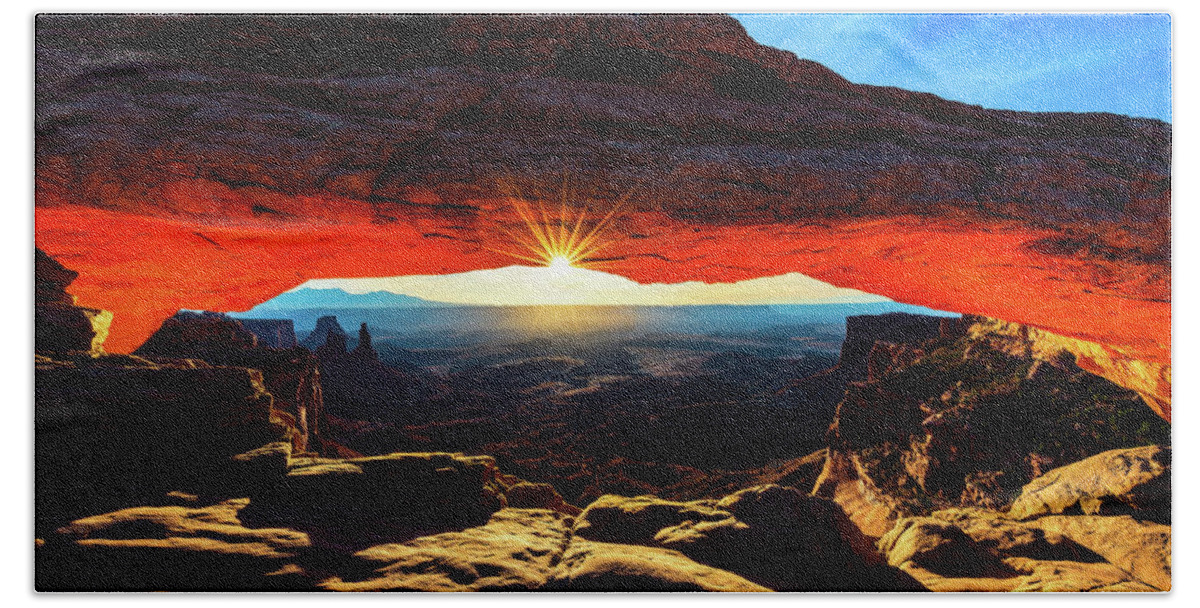 Nature Beach Towel featuring the photograph Mesa Arch Sunrise by John Hight
