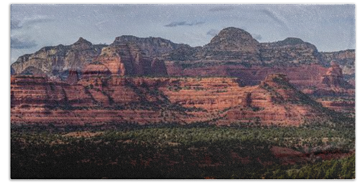 Arizona Beach Towel featuring the photograph Mescal Mountain Panorama by Andy Konieczny