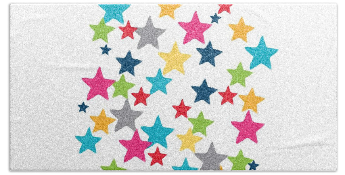 Stars Beach Towel featuring the painting Messy Stars- Shirt by Linda Woods