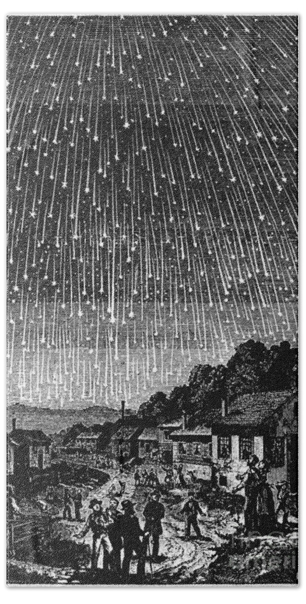 1833 Beach Sheet featuring the drawing Meteor Shower, 1833 by Adolf Vollmy