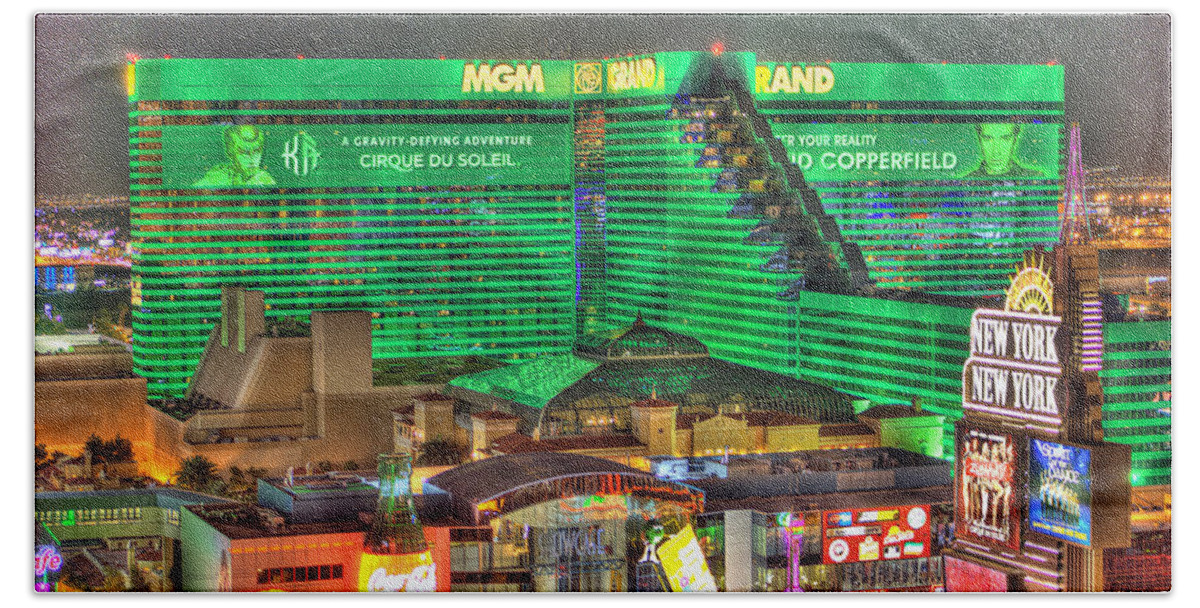 Mgm Grand Beach Towel featuring the photograph MGM Grand Las Vegas by Nicholas Grunas