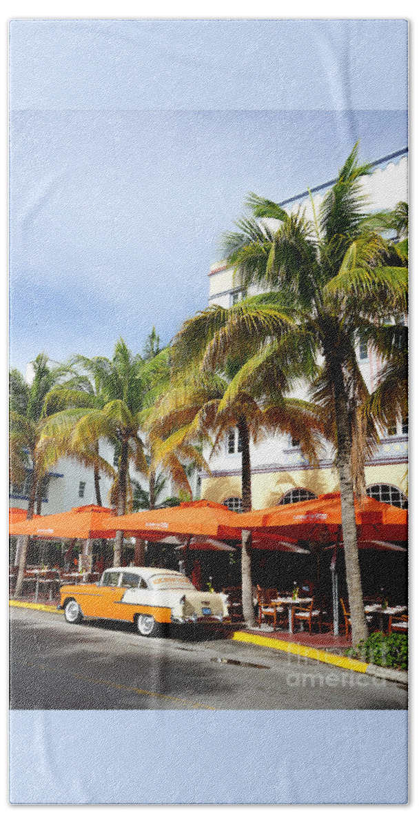 Miami South Beach Ocean Drive 8 Beach Towel featuring the photograph Miami South Beach Ocean Drive 8 by Nina Prommer