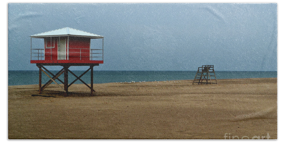 Michigan Beach Sheet featuring the photograph Michigan City Lifeguard Station by Amy Lucid