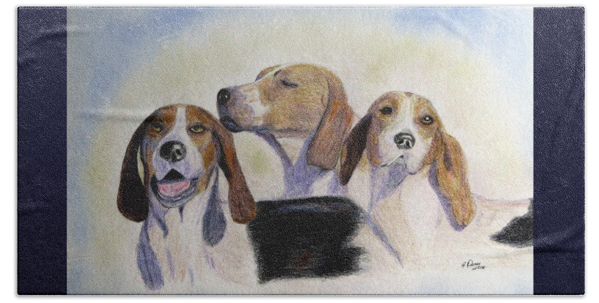 Foxhunting Beach Towel featuring the drawing Middleburg Hounds by Angela Davies