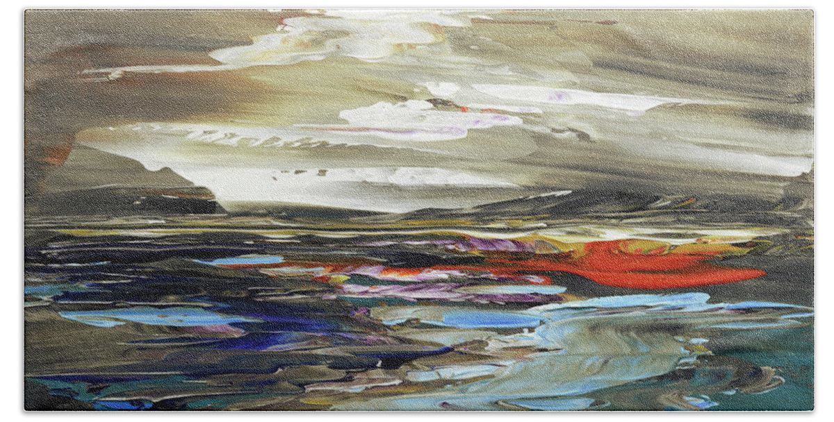 Ocean Beach Towel featuring the painting Midnight in the Keys by Tatiana Iliina