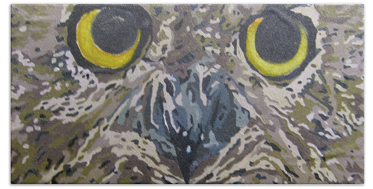 Owl Beach Towel featuring the painting Midnight Prowler by Cheryl Bowman