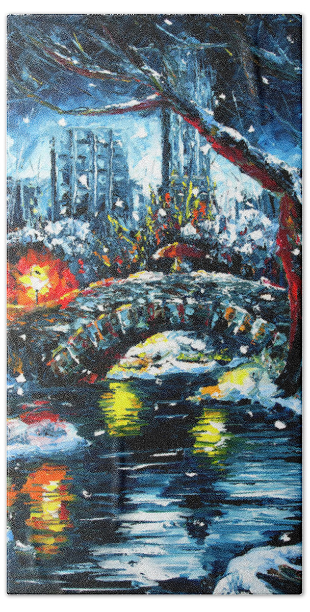 City Beach Towel featuring the painting Midnight stroll on the Gapstow by Nelson Ruger
