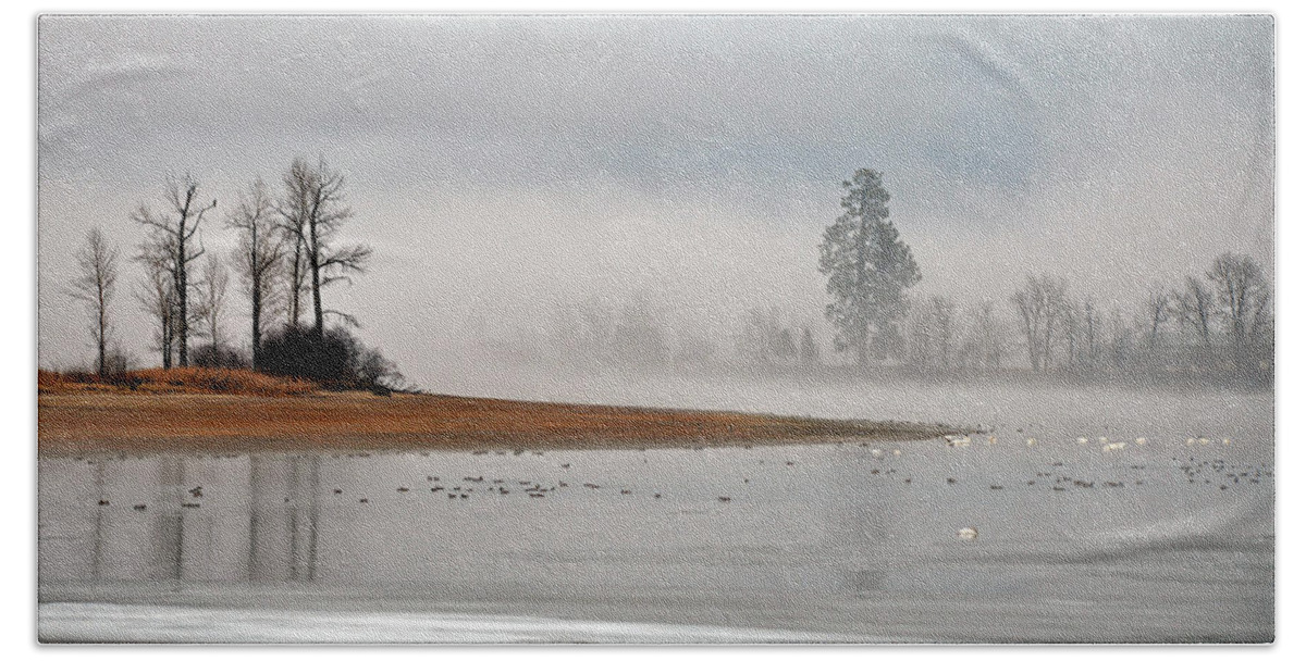 Waterfowl Beach Towel featuring the photograph Migration at Rest by Whispering Peaks Photography