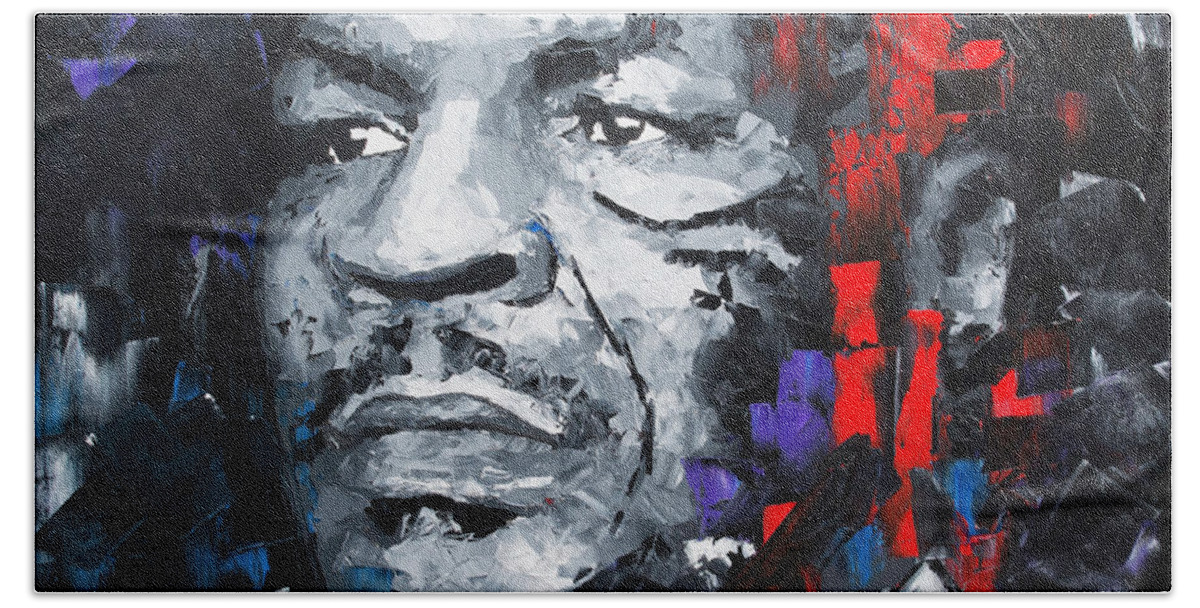 Mike Beach Towel featuring the painting Mike Tyson by Richard Day