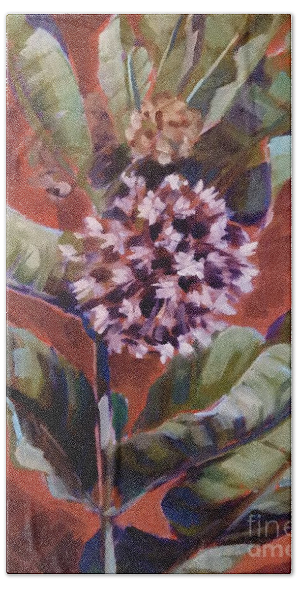 Outdoors Beach Towel featuring the painting Milkweed Blooms by K M Pawelec