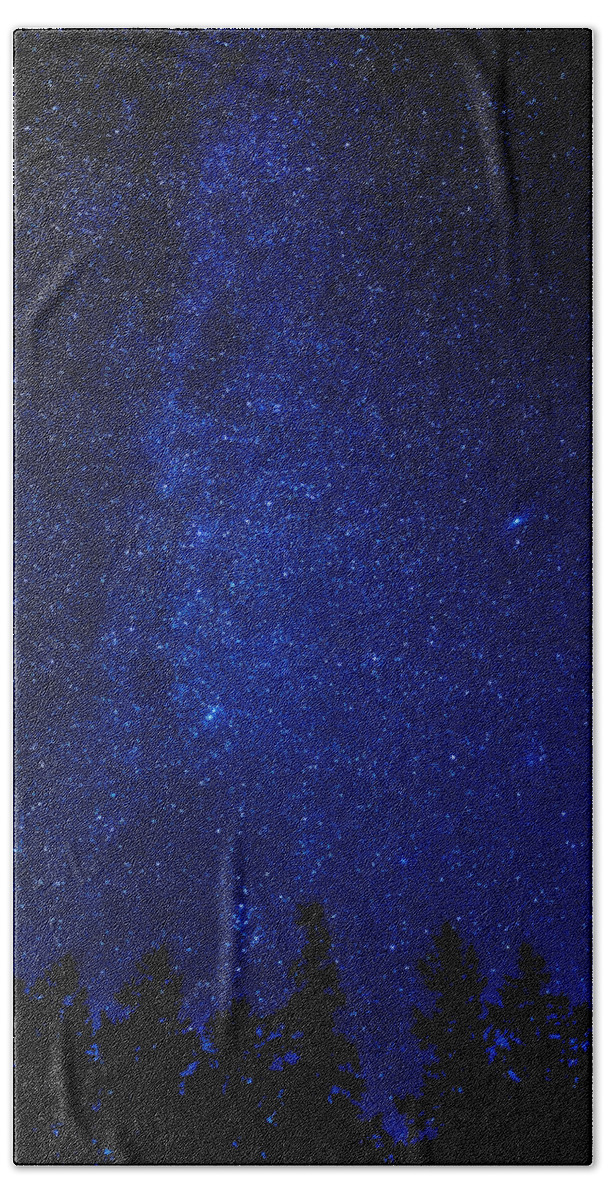 Milky Way and Trees Beach Towel for Sale by Pelo Blanco Photo