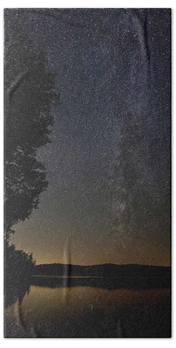 Milky Way Beach Sheet featuring the photograph Milky Way Chocorua Lake by Benjamin Dahl