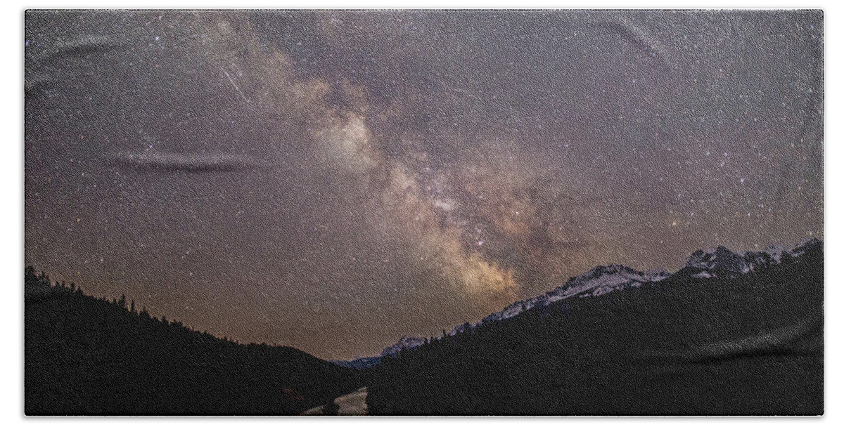 Photosbymch Beach Towel featuring the photograph Milky way from Morant's Curve by M C Hood