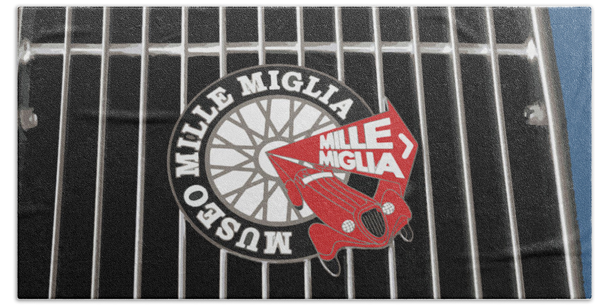 Museo Mille Miglia Beach Towel featuring the drawing Mille Miglia by Darrell Foster