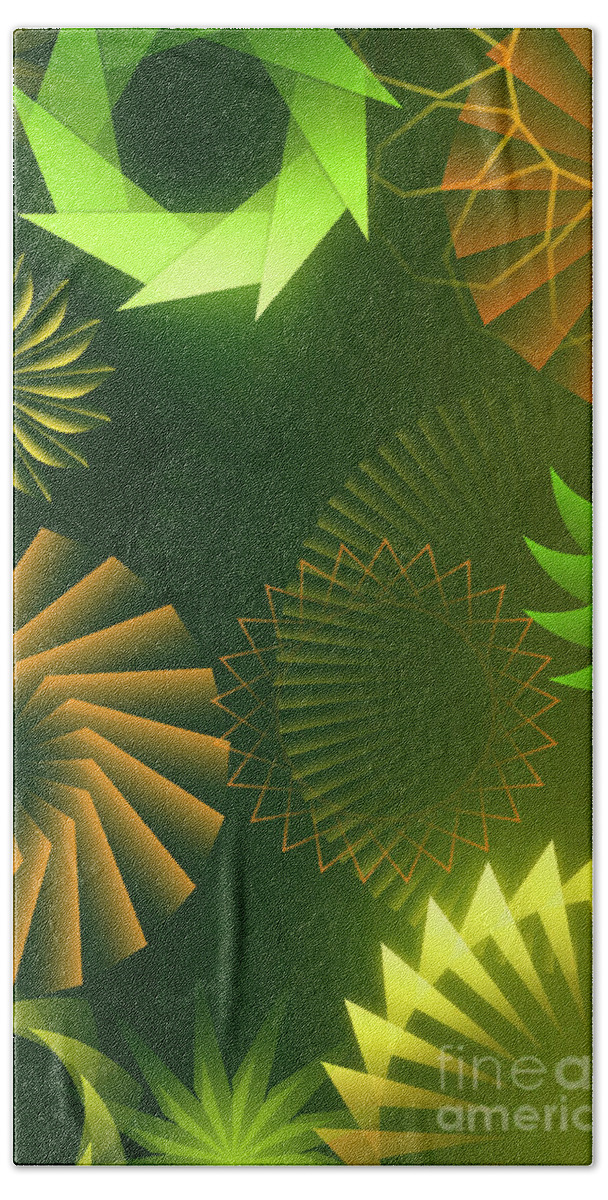 Mind Beach Sheet featuring the digital art MInd Trips - Green As Canopy by Peter Awax