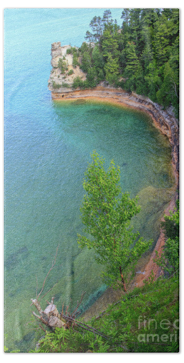 Miners Castle Cove Michigan Lake Superior Michigan Beach Towel featuring the photograph Miners Castle Cove Michigan by Karen Jorstad
