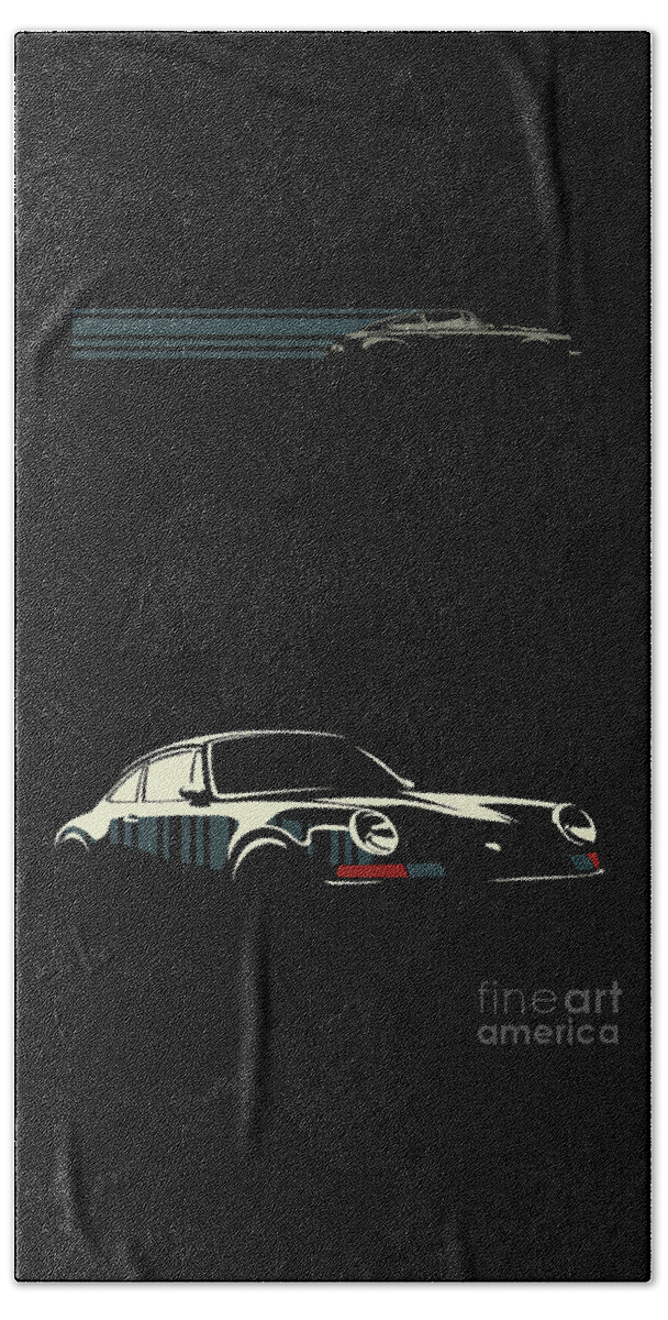 Porsche Beach Towel featuring the digital art Minimalist Porsche by Sassan Filsoof