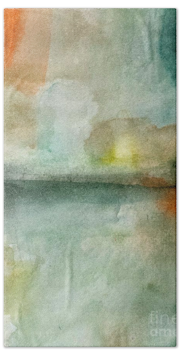 Abstract Beach Towel featuring the painting Still Clearing by Vesna Antic