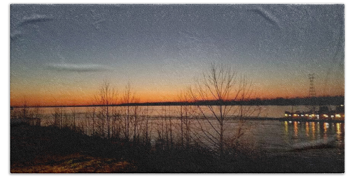 Sunset Beach Sheet featuring the photograph Mississippi River @Sunset by Missty Wise