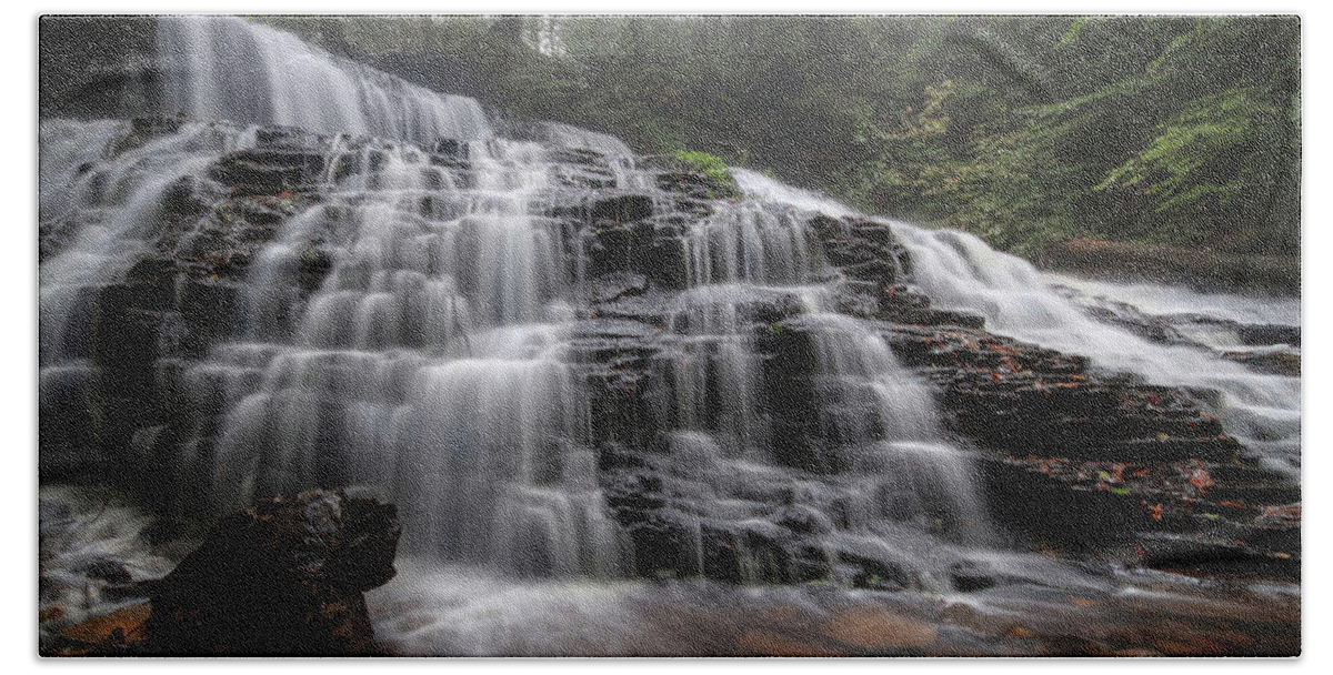 Waterfall Beach Sheet featuring the photograph Misty Mohawk Falls by Lori Deiter
