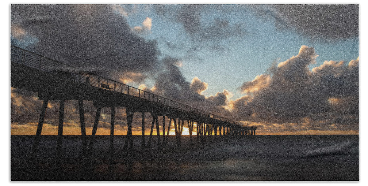 Beach Beach Towel featuring the photograph Misty Sunset by Ed Clark