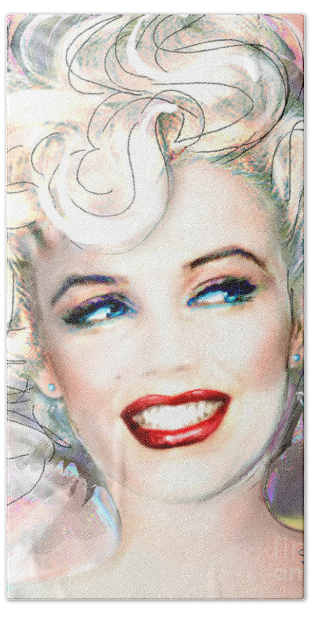 Marilyn Beach Towel featuring the painting MMother Of Pearl P by Theo Danella