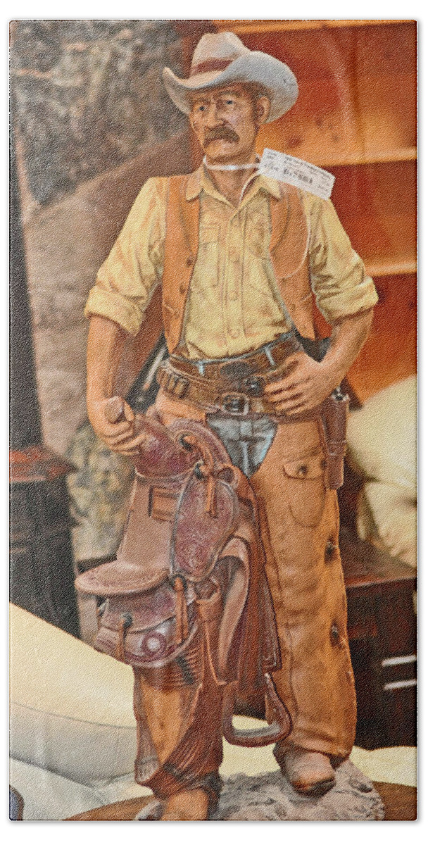Man Beach Towel featuring the photograph Model Of Western Cowboy by Jay Milo