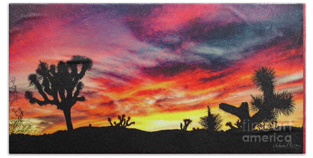 Landscape Beach Sheet featuring the photograph Mojave Sunset by Adam Morsa