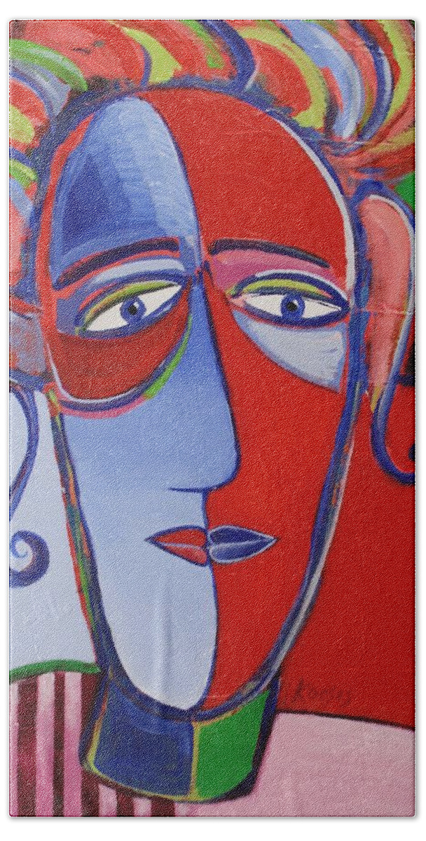 Faces Beach Towel featuring the painting Mona and Me by Rollin Kocsis