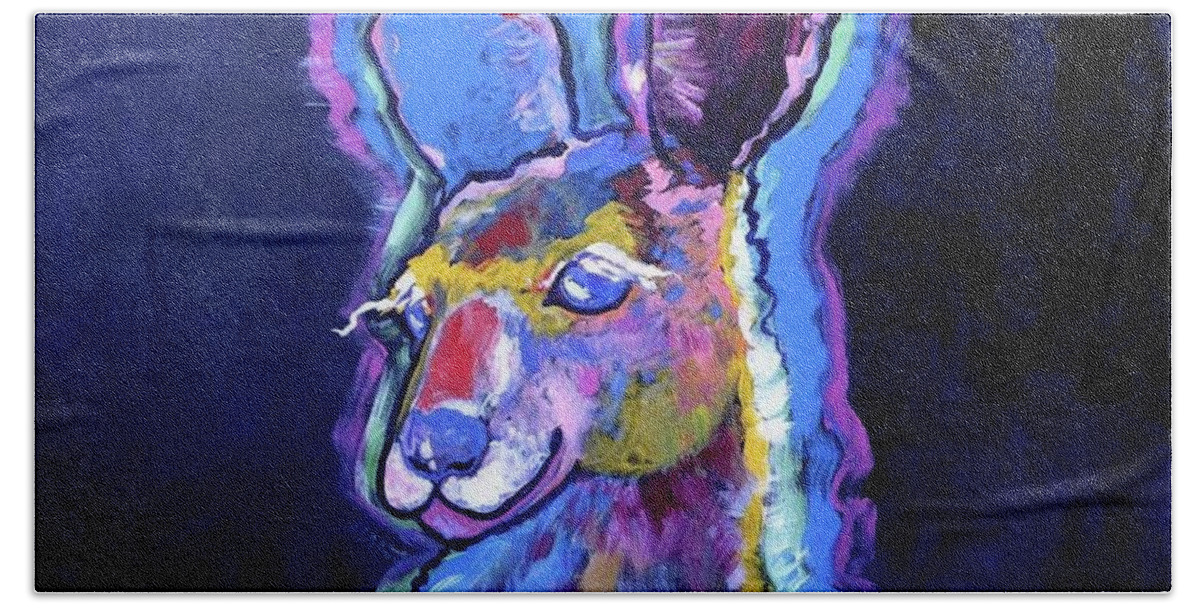Animals Beach Sheet featuring the painting Mona Lisa 'Roo by Adele Bower