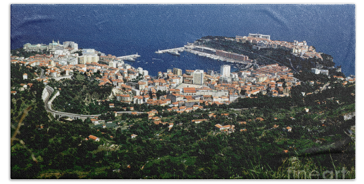 Monaco Beach Towel featuring the photograph Monaco Harbor, Mediterranean Sea by Wernher Krutein