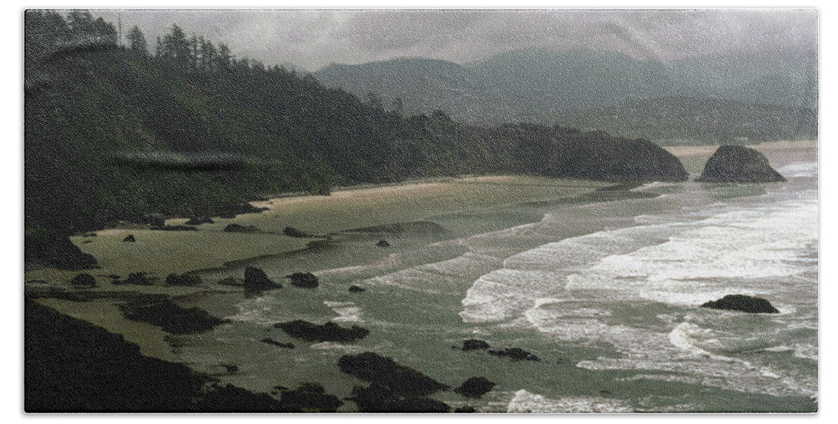 Beach Beach Towel featuring the photograph Monochromatic Pacific Coastline by Sally Weigand