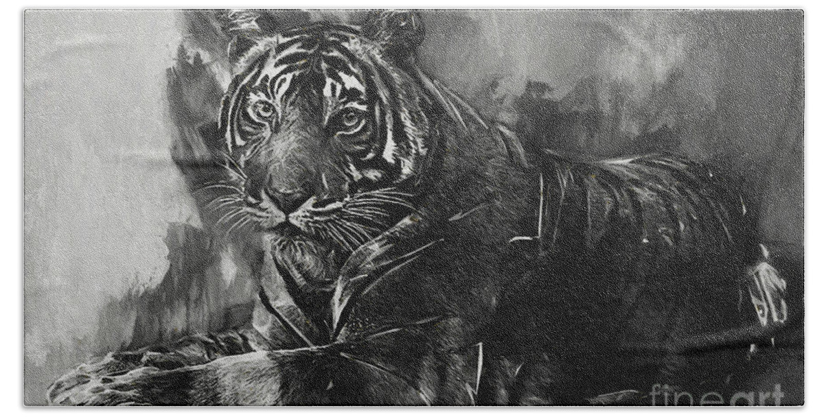 7s Flex Beach Towel featuring the photograph Monochrome Tiger by Jack Torcello