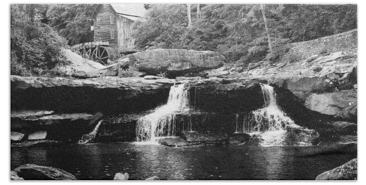America Beach Towel featuring the photograph Monochrome Waterfalls at Glade Creek Mill - West Virginia by Gregory Ballos