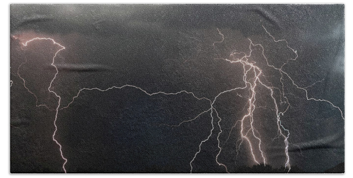 Lighting Beach Sheet featuring the photograph Monsoon Lighting Storm by Elaine Malott