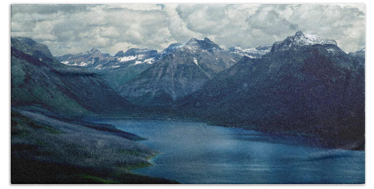 Mountains Beach Sheet featuring the photograph Montana Mountain Vista and Lake by David Chasey