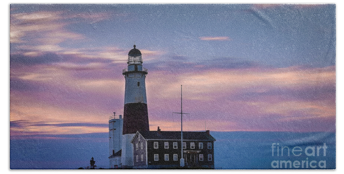 Montauk Beach Sheet featuring the photograph Montauk LighthousePastel Sunrise by Alissa Beth Photography