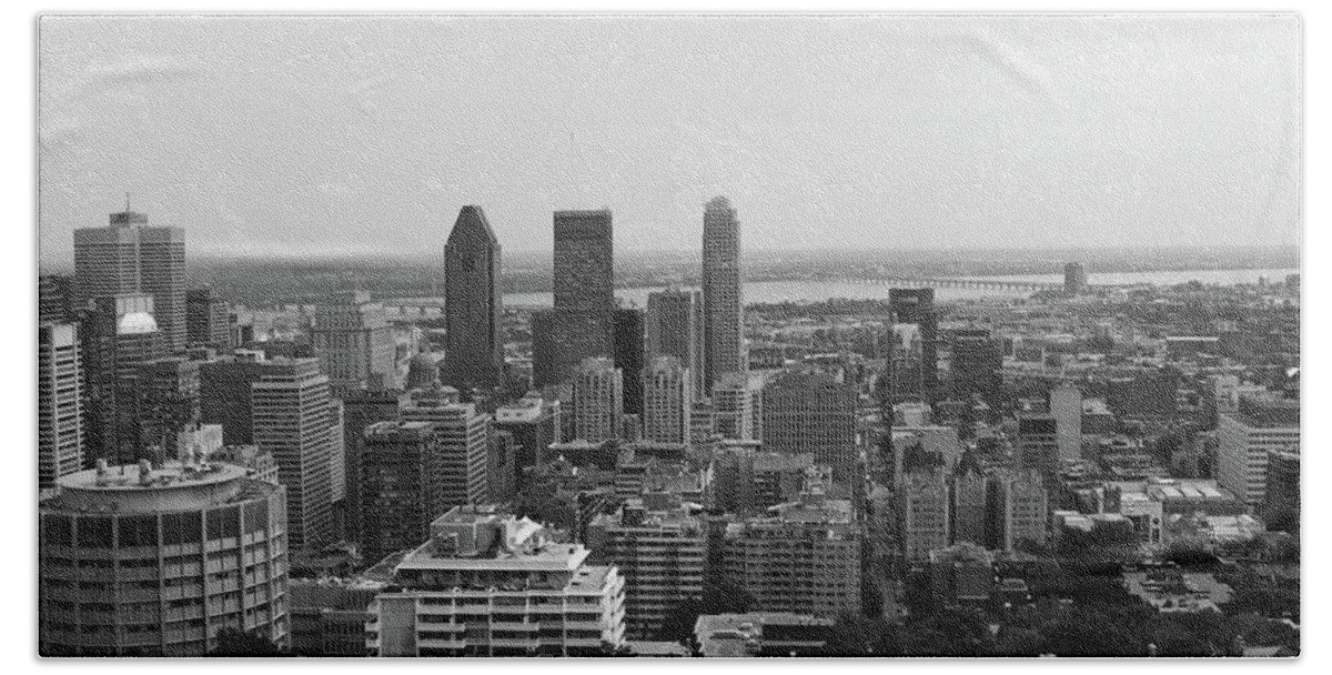 Montreal Beach Sheet featuring the photograph Montreal Cityscape BW by Samantha Delory