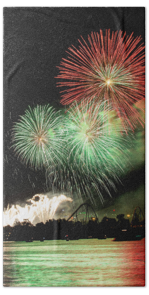 Montreal Beach Sheet featuring the photograph Montreal-fireworks by Mircea Costina Photography