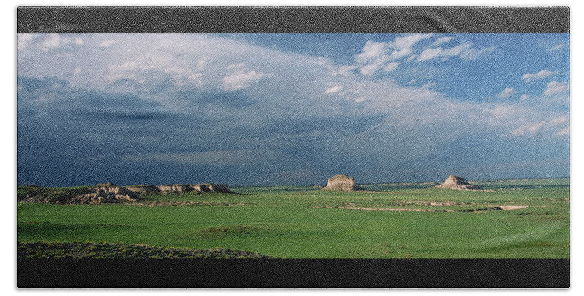 Landscape Beach Towel featuring the photograph Moody-Buttes by Jim Benest