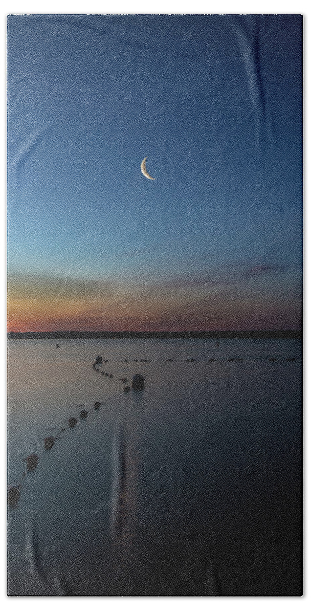 Moon Beach Towel featuring the photograph Moon over Cayuga by Rod Best